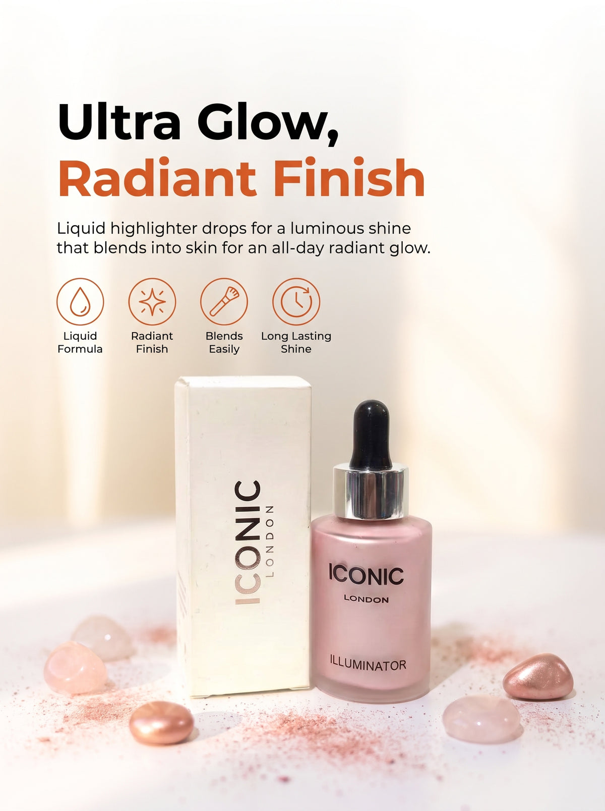 Iconic London Illuminator Highlighter Drops – Ultra Glow, Radiant Liquid Highlighter