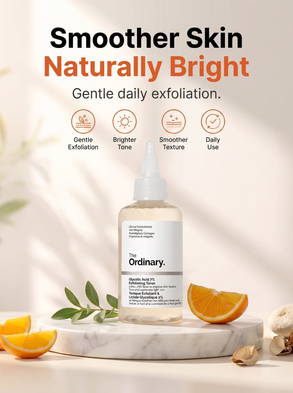 The Ordinary Glycolic Acid 7% Exfoliating Toner – For Dullness, Texture & Signs of Ageing, 240ML